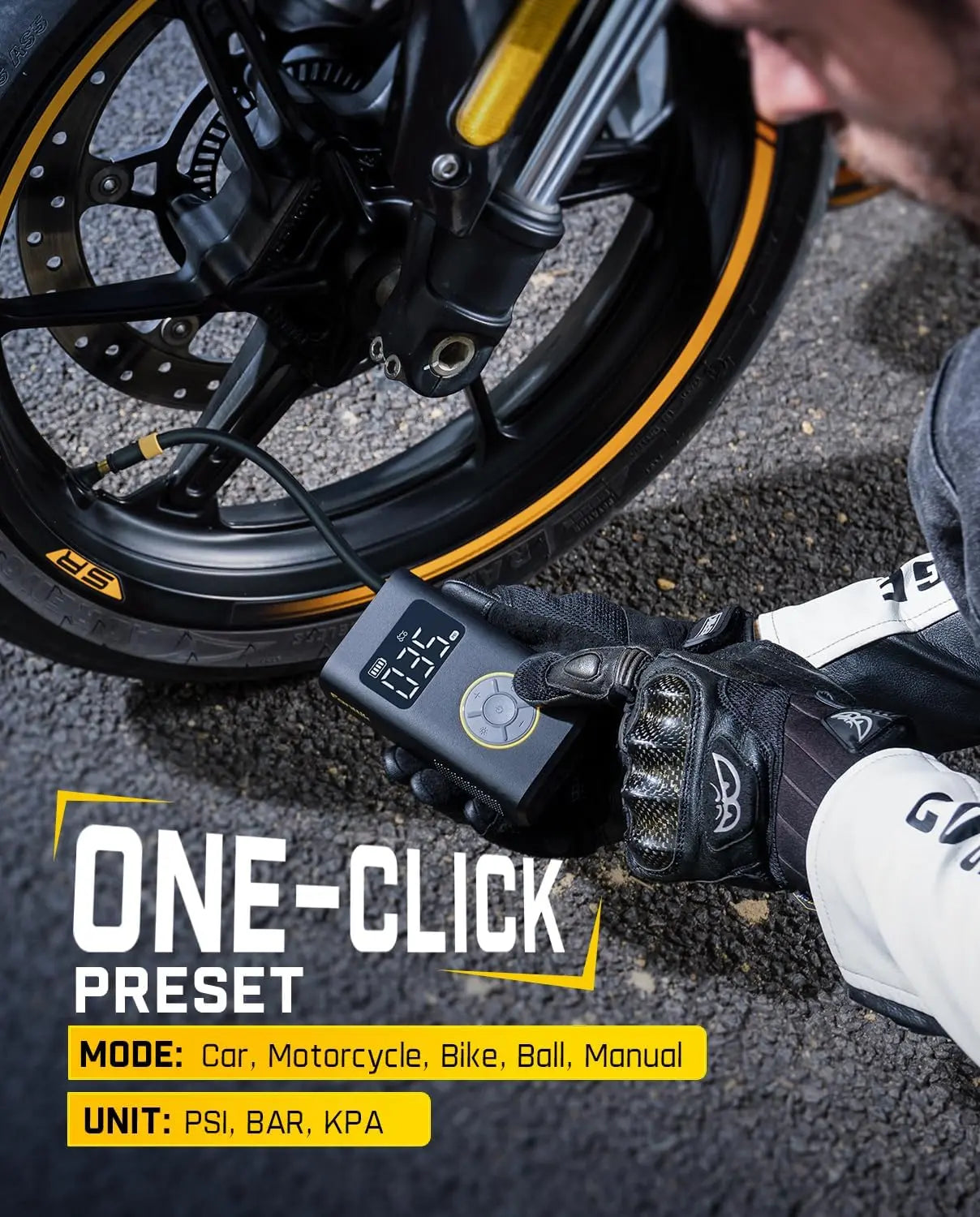TireMaster Portable Tire Inflator – Smart ON/OFF Hose Design for Effortless Inflation Anywhere